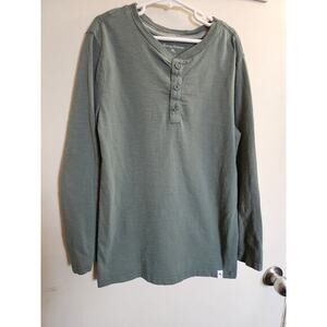 TOMMY BAHAMA BOYS L (10-12) Henley Long Sleeve‎ Olive Shirt Logo